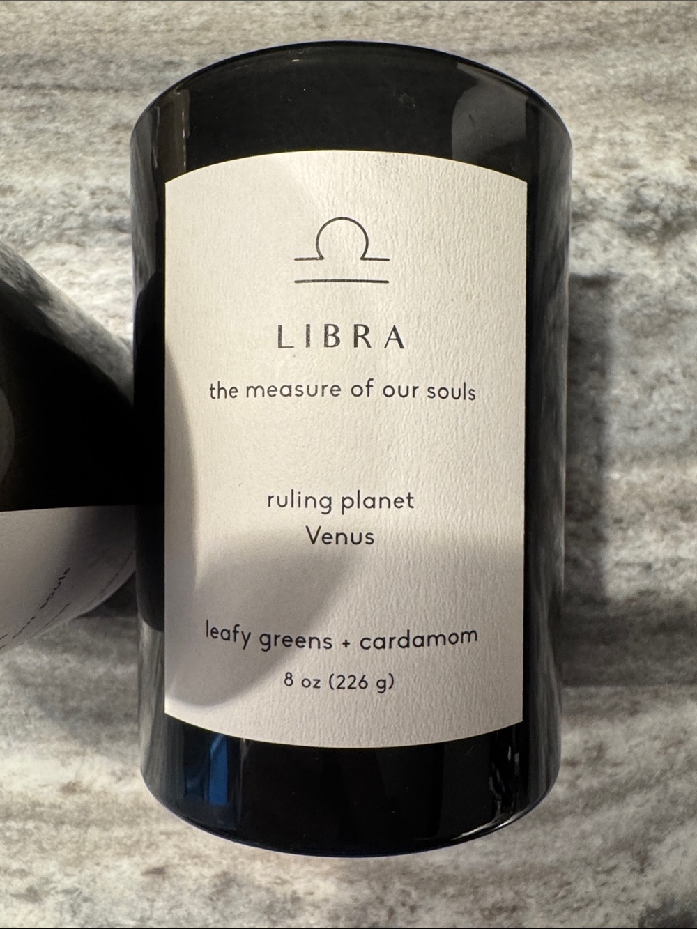Libra Zodiac Leafy Greens + Cardamom Scented Candle — Black